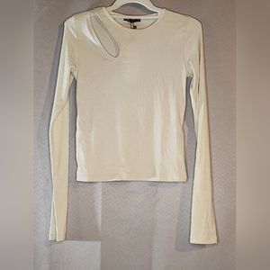 Zara Cream Ribbed Cut Out Long Sleeve